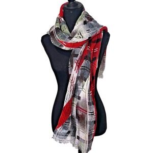 Berrydale Linen Scarf Coastal Preppy Lightweight Wrap Nautical Scotland Fringe
